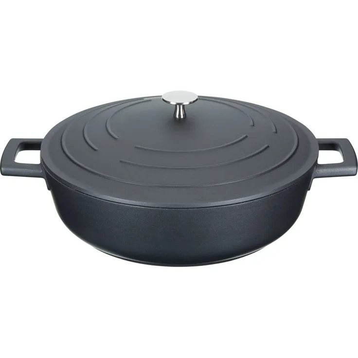 Kitchencraft MasterClass Flache, antihaftbeschichtete Auflaufform aus Aluminiumguss, für Induktionskochfelder geeignet, 4 L (7 pts), Guiseissen, schwarz, 28 x 38 x 16 cm