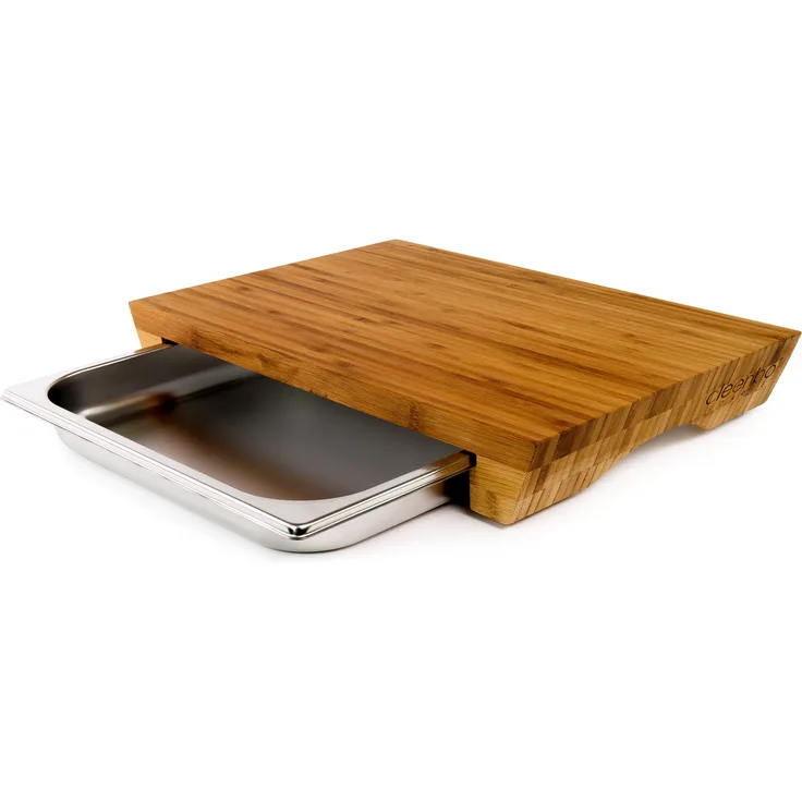 cleenbo Schneidebrett 'style bamboo GN' mit Edelstahl Auffangschale