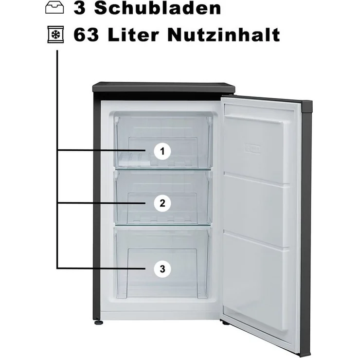 Telefunken CF-34-101-B Gefrierschrank, freistehend, Höhe 82.1 cm, Energieklasse E – Bild 2