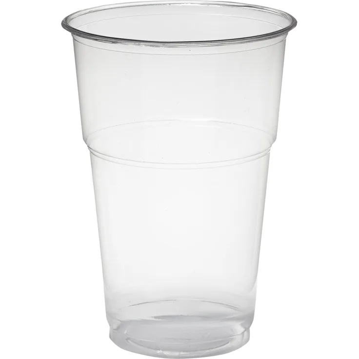 Papstar Plastikbecher Einwegbecher 0.4 l pure (70 Stück), Bio Kunststoff PLA Durchmesser 9.5 bis 13.2 cm glasklar mit Schaumrand