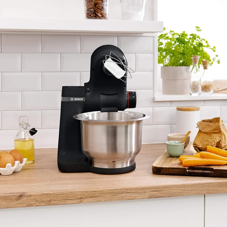 Bosch MUMS2EB01 Küchenmaschine, 700W, 3,8L Schüssel, 4 Geschwindigkeiten, inkl. Patisserie-Set, Durchlaufschnitzler, schwarz, Serie: MUMS – Bild 4