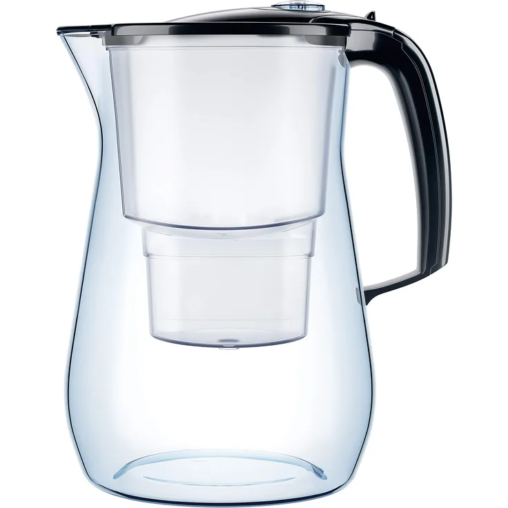 AQUAPHOR Onyx inkl. 1 MAXFOR+ Filterkartusche-Premium-Wasserfilter in Glasoptik zur Reduzierung von Kalk, Chlor & Schwermetallen, Kunststoff, schwarz, Volumen 4,2 l