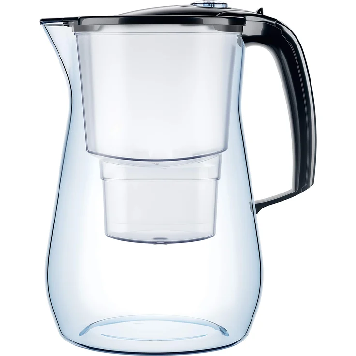 AQUAPHOR Onyx inkl. 1 MAXFOR+ Filterkartusche-Premium-Wasserfilter in Glasoptik zur Reduzierung von Kalk, Chlor & Schwermetallen, Kunststoff, schwarz, Volumen 4,2 l – Bild 1