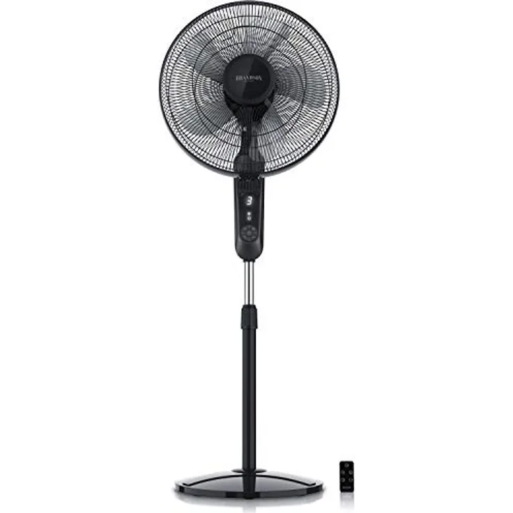 Brandson Standventilator mit Fernbedienung und Display - Oszillation 80° - 60 Watt - Ventilator Hö