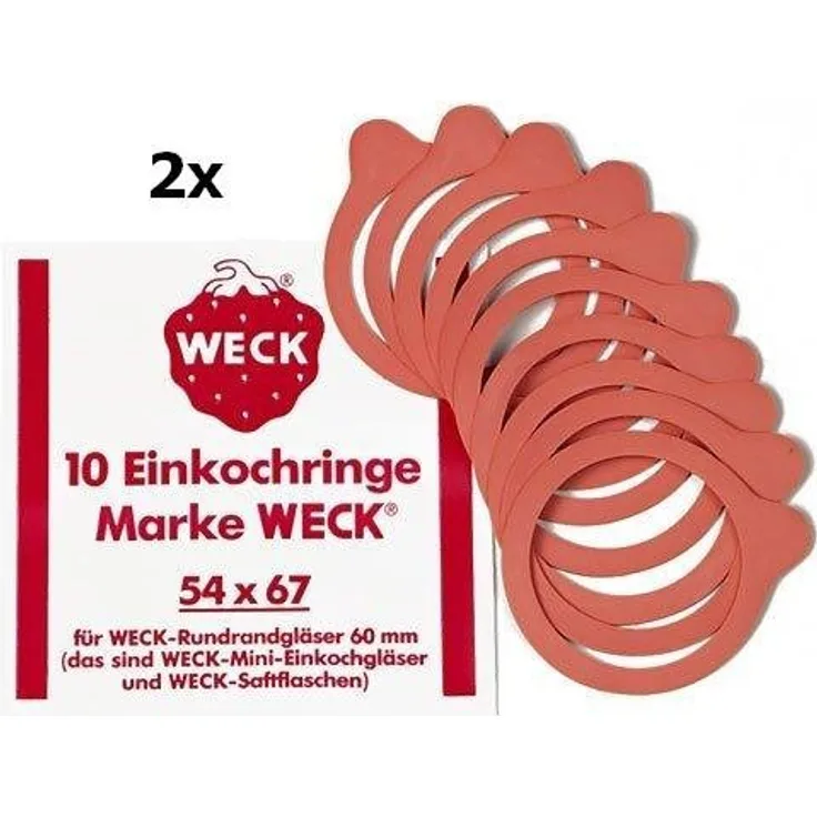 20 Einkochringe - Weckringe - Einmachringe 54x67 mm für Mini-Weckgläser - Rundgläser 60 mm