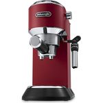 De'Longhi Dedica Style EC 685.R Espresso Siebträgermaschine, Espressomaschine mit Professioneller Milchschaumdüse, nur 15 cm breit, 1 Liter Wassertank, Vollmetallgehäuse, E.S.E Pads geeignet, rot