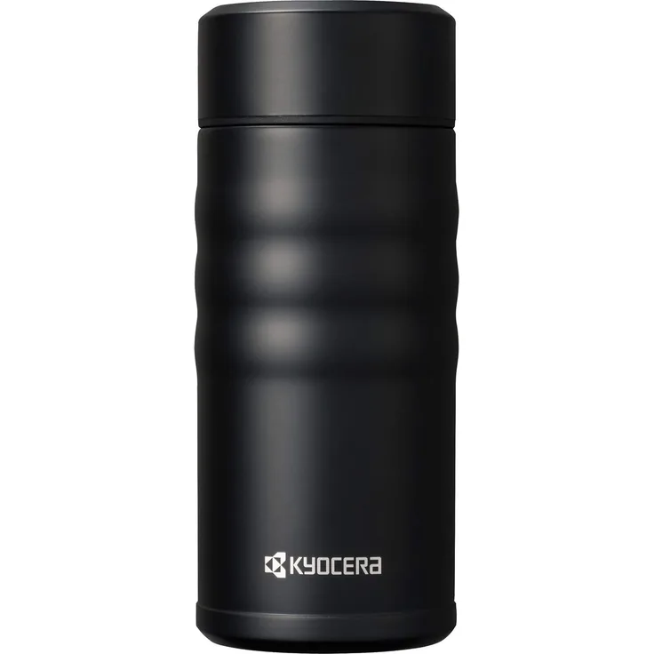 Kyocera TWIST TOP - isolierte Trinkflasche mit keramischer Innenbeschichtung | schadstoff-frei | auslaufsicher | leicht | stylisch | schwarz, 350 ml