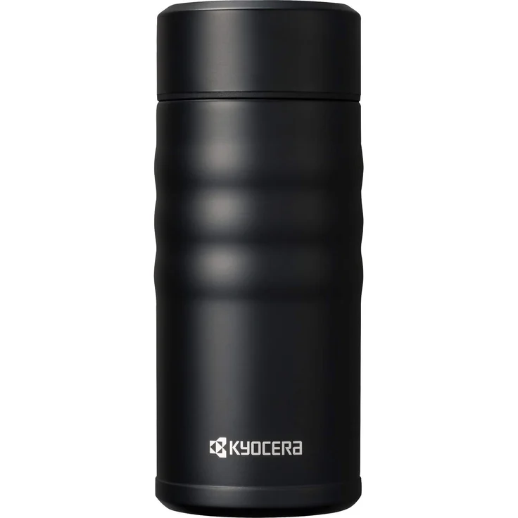 Kyocera TWIST TOP - isolierte Trinkflasche mit keramischer Innenbeschichtung | schadstoff-frei | auslaufsicher | leicht | stylisch | schwarz, 350 ml