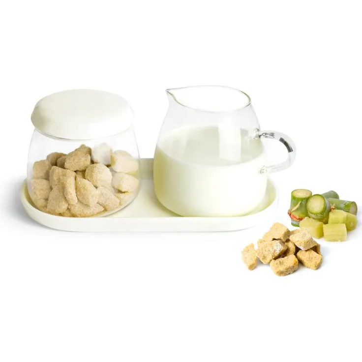 Milchkännchen & Zuckerdose aus Glas und Porzellan