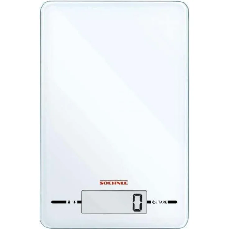Soehnle Digitale Küchenwaage Page Evolution White mit Sensor-Touch-Bedienung, weiße Digitalwaage für genaue Teilung, Haushaltswaage mit 5 kg Tragkraft 