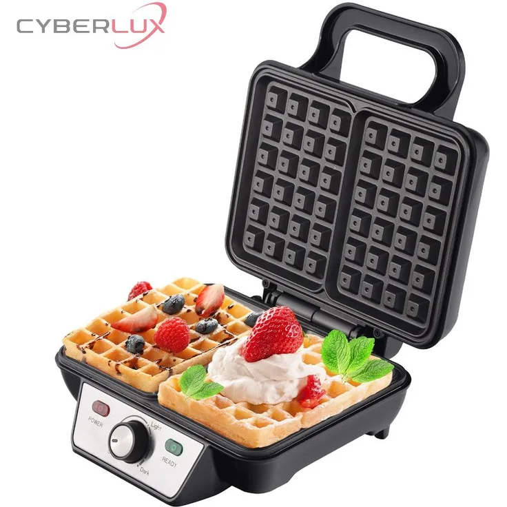 Camry CR 3046 Waffeleisen, 1600 W, Cool-Touch-Technologie, antihaftbeschichtet, silber, schwarz