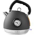 Nedis KAWK530EGY Wasserkocher, 2200W, 1,8L, 360°-Drehsockel , dunkelgrau