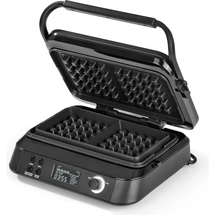 N8WERK Premium Waffeleisen Midnight Edition - 1600 W - 5 Programme - 7 Bräunungsstufen