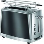 Russell Hobbs Toaster Luna grau, 2 extra breite Toastschlitze, inkl. Brötchenaufsatz, 6 einstellbare Bräunungsstufen + Auftau- & Aufwärmfunktion, Schnell-Toast-Technologie, 1550W, Luna 23221-56