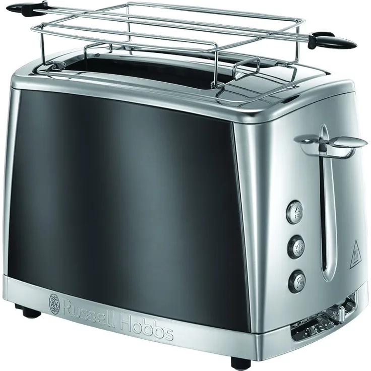Russell Hobbs Toaster Luna grau, 2 extra breite Toastschlitze, inkl. Brötchenaufsatz, 6 einstellbare Bräunungsstufen + Auftau- & Aufwärmfunktion, Schnell-Toast-Technologie, 1550W, Luna 23221-56