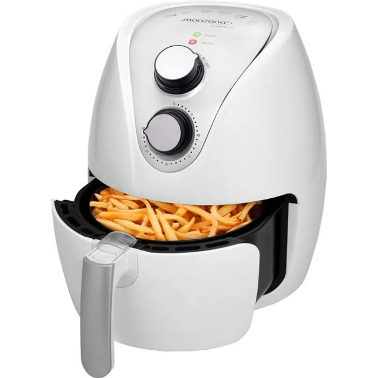 Monzana Heißluftfritteuse 9-in-1 inkl. Rezeptheft, ohne Öl, 1500 Watt, 3,6 Liter Fassungsvermögen, weiß – Bild 2