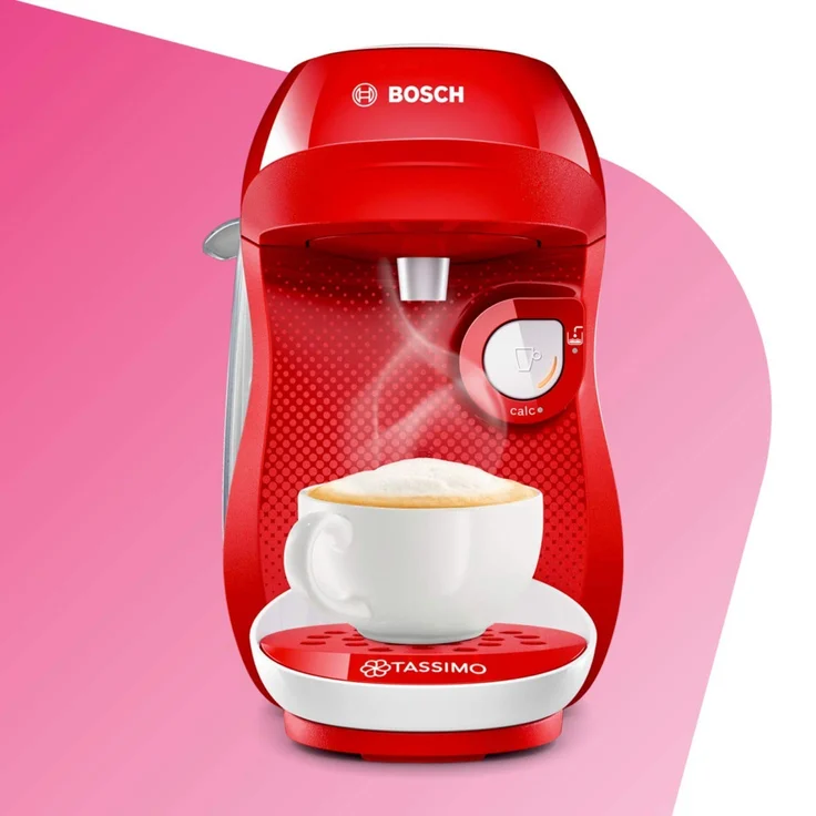 Bosch TAS1006 Tassimo Happy Kapselmaschine, über 70 Getränke, vollautomatisch, geeignet für alle Tassen, kompakte Größe, 1400 Watt, rot-weiß – Bild 4