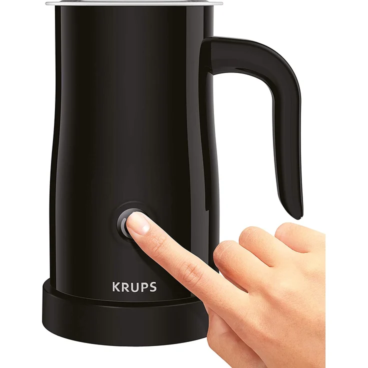 Krups XL1008 Elektrischer Milchaufschäumer (bis zu 150 ml Aufschäumkapazität, einfache Bedienung auf Knopfdruck, 360 Grad drehbarer Boden, automatische Abschaltung), schwarz – Bild 3