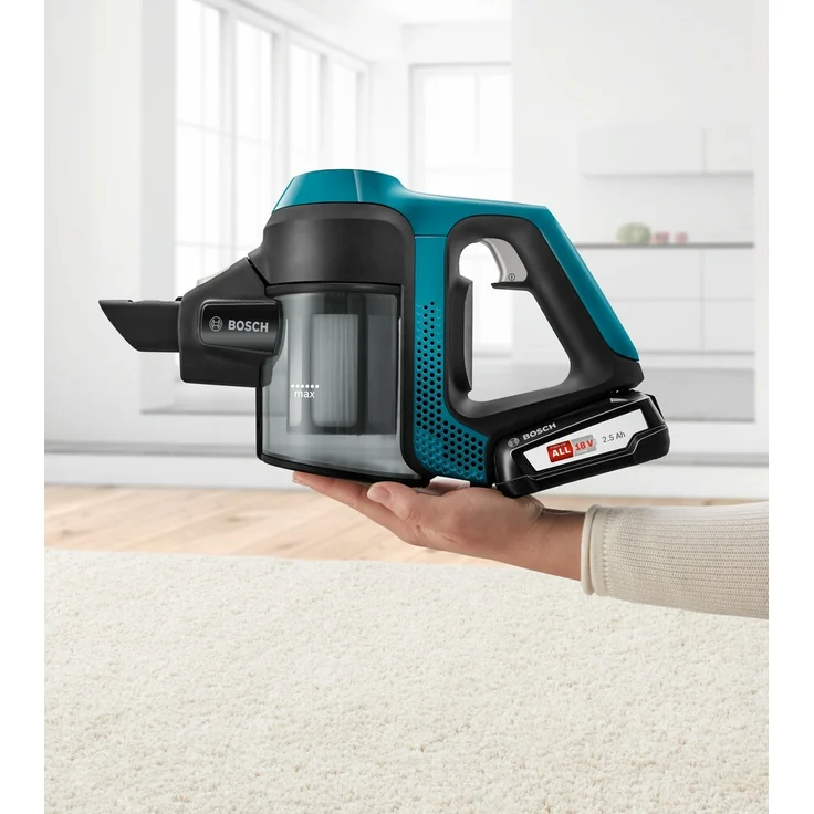 Bosch BKS6111P Unlimited Serie 6 Handstaubsauger, 30 min Akkubetrieb, Akkuwechsel-Option, blau – Bild 3