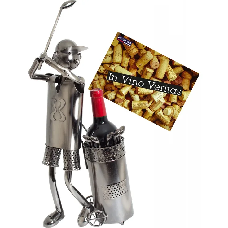 BRUBAKER Flaschenhalter Golfspieler beim Abschlag Metall Skulptur Geschenk mi