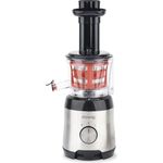 H.Koenig GSX10 Compact'One Entsafter Slow Juicer - 0,75 L-Saft- und Tresterbehälter - 150W - Edelstahlgehäuse, Silber