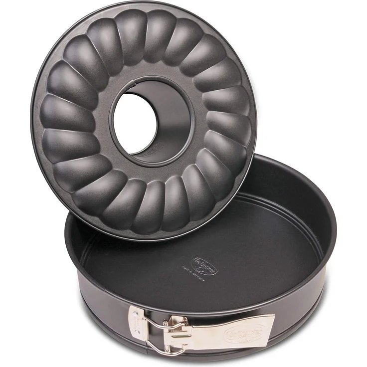 Dr. Oetker Springform mit Flach- und Rohrboden Ø 28 cm, Kuchenform aus Stahl mit Antihaftbeschichtung, Backform aus veredeltem Schwarzblech, Menge: 1 Stück – Bild 2