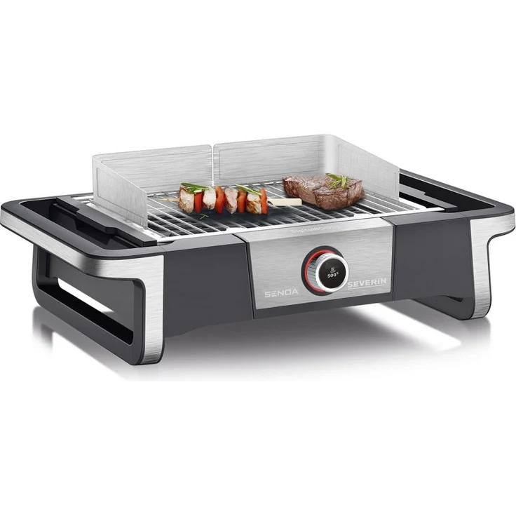 Severin PG 8114 DigitalBOOST Tischgrill mit Windschutz, Edelstahl-Grillrost, 3000 Watt – Bild 2