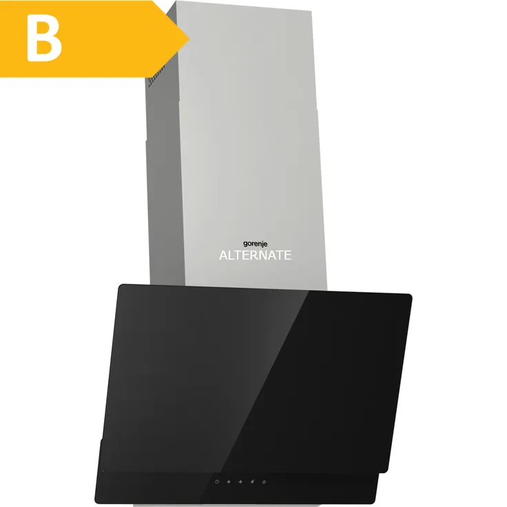 Gorenje WHI649EXBG, Motorhaube, Kamin abgewinkelt, Breite: 60 cm, Tiefe: 33.5 cm, Absaugung und Rückführung (mit zusätzlichem Rückführungsset)