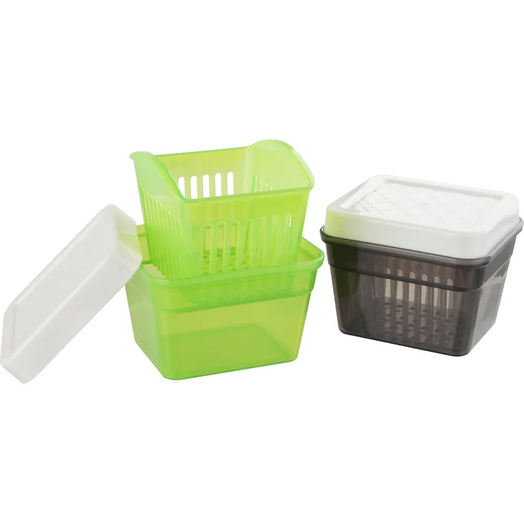 Fackelmann Dose mit Abtropfsieb, Aufbewahrungsbox mit Deckel und Seiher, hochwertige Frischhaltedose mit Verschlussdeckel (Farbe: Grün-Weiß oder Grau-Weiß - nicht frei wählbar), Menge: 1 Stück