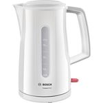 Bosch TWK3A011 CompactClass kabelloser Wasserkocher, schnelles Aufheizen, Wasserstandsanzeige beidseitig, Überhitzungsschutz, 1,7 L, 2400 W, weiß