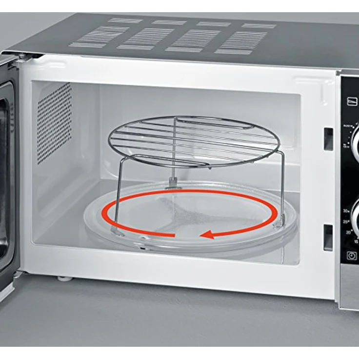 Severin MW 7875 2-in-1 Mikrowelle mit Grill, Standgerät, 700 Watt, 20 Liter Garraum, inkl. Grillrost und Drehteller, Edelstahl-Schwarz  – Bild 2