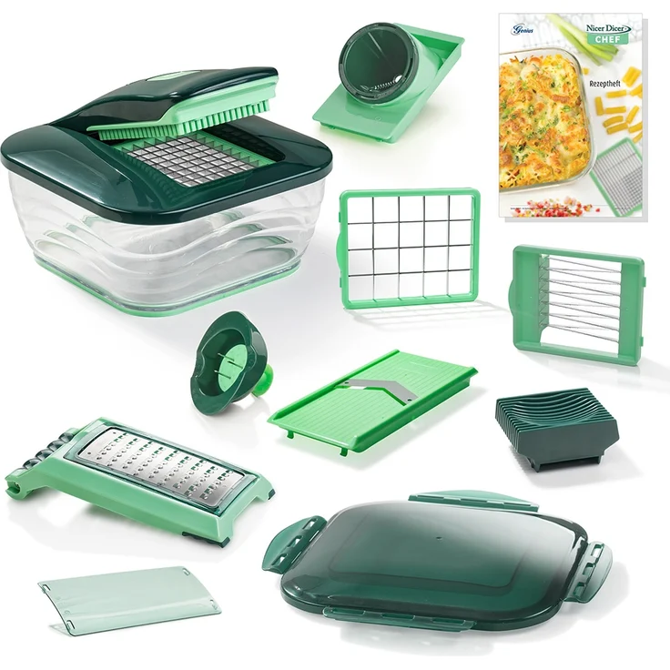 Nicer Dicer Chef-Set 15-teilig Gemüseschneider Gemüsehobel grün – Bild 1