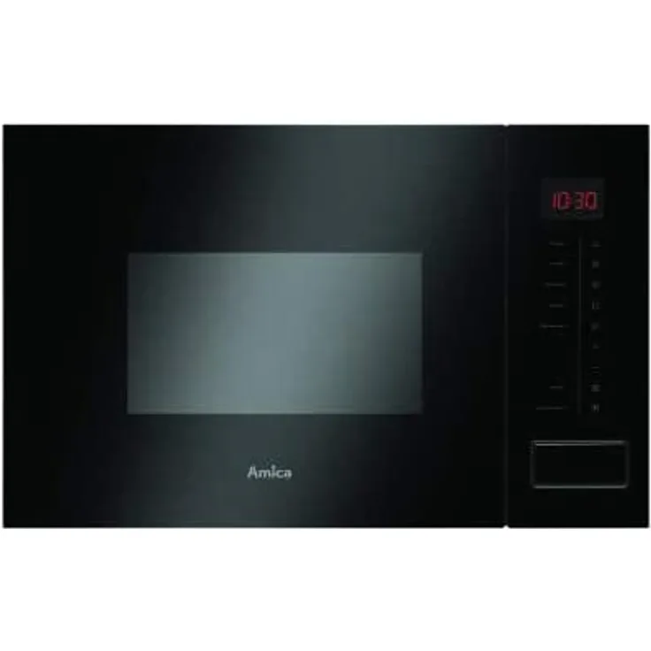 Amica Mikrowelle mit Grill, Einbaugerät, 800 Watt, 20 Liter Garraum, schwarz, Edelstahl