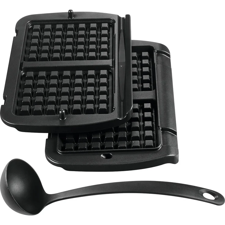 Tefal XA 7238 Waffelplatten für Optigrill+, inkl. Schöpfkelle, schwarz – Bild 1