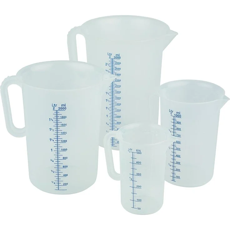APS 30046 Messbecher Ø 9,5cm, H: 14cm, 0,5 Liter, Polypropylen mit geschlossenem Griff, geprägte Maßskalierung außen Liter- Milliliter-Einteilung – Bild 1