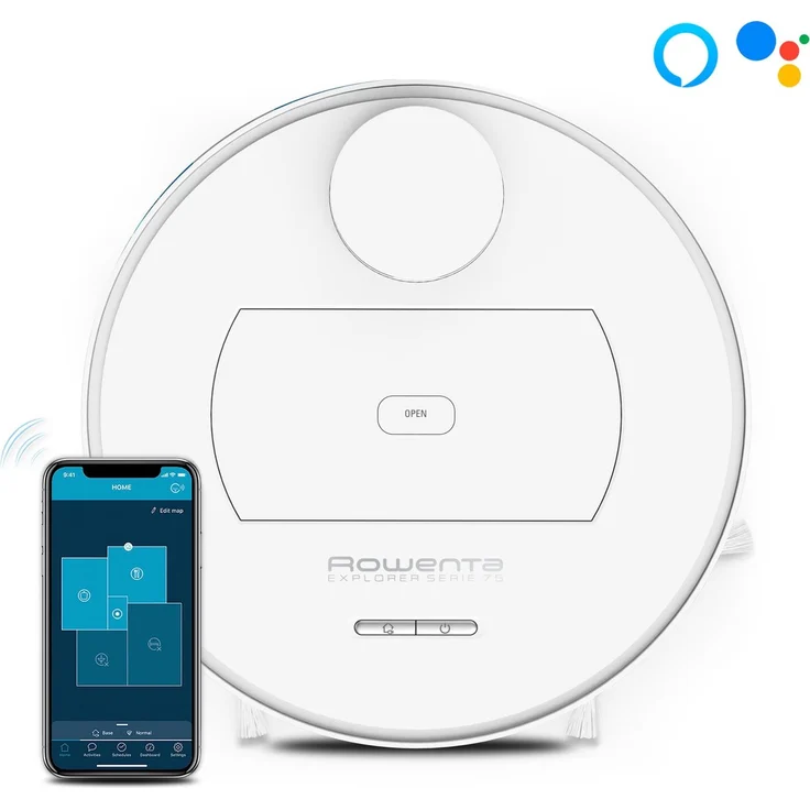 Rowenta RR7687WH Explorer Serie 75 Saugroboter mit Wischfunktion, 120 min Akkubetrieb, App- und Sprachsteuerung – Bild 1