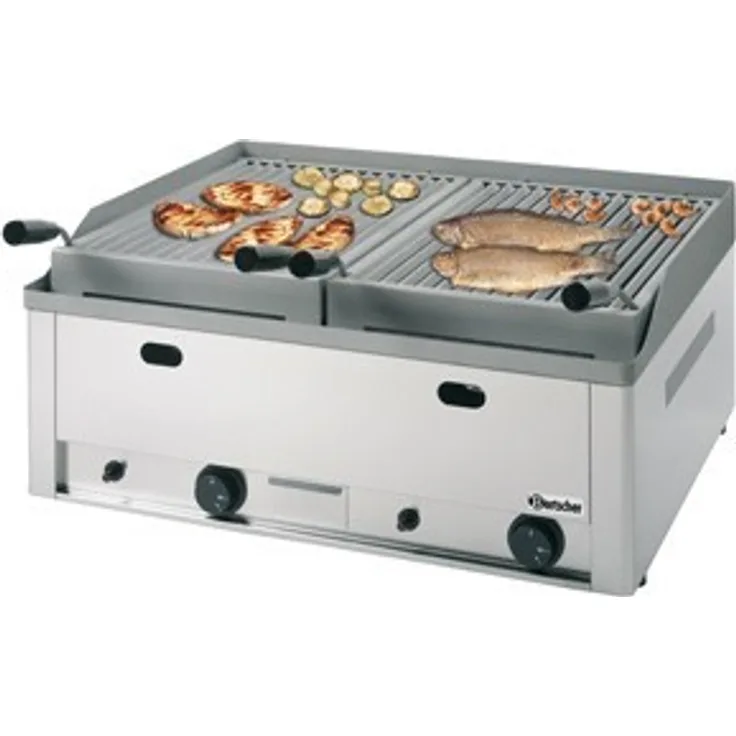 Bartscher Gas-Lavastein-Tischgrillgerät Grillrost 8.000 Watt Edelstahl