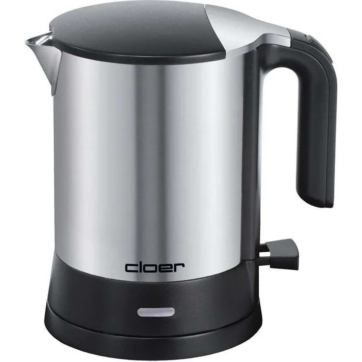 Cloer 4890 Wasserkocher, 2200 W mit verdecktem Heizelement, Trockengeh- und Überhitzungsschutz für bis zu 1,2 L, mattierter Edelstahlbehälter schwarz