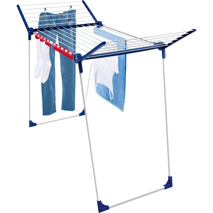 Leifheit Pegasus 180 Solid Wäscheständer mit Flügeln, 18 m Trockenlänge, für 2 WL, inkl. 2 Kleinteilehalter, für drinnen & draußen 81514, energiesparend – Bild 4