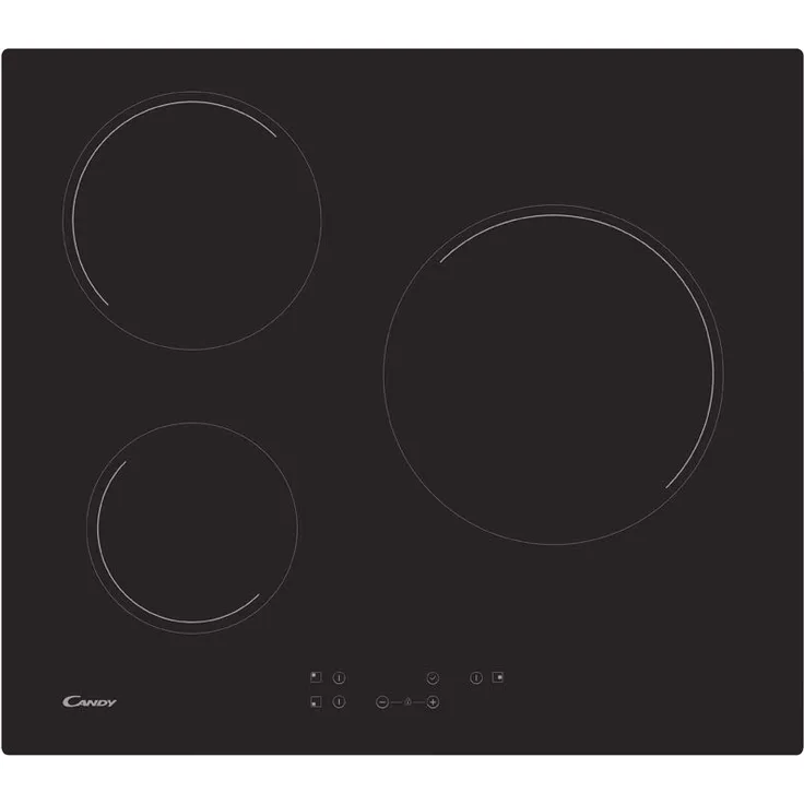 Candy ch63ct Arbeitsplatte Glaskeramik Kochfeld 3 Zonen, Glas Keramik, Schwarz, 590 x 520 x 46,6 mm