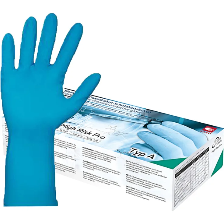 Einmalhandschuhe aus Nitril Ampri High Risk PRO blau XXXL Gr.12, Chemikalienschutzhandschuh, 30 cm lang, 50 Stück