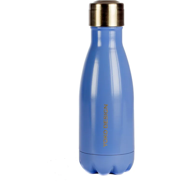 YOKO DESIGN 1336 Isolierflasche, doppelwandig, Edelstahl, 19,8 x 6 x 6 cm, Edelstahl, rostfrei, blau, 19,8x6x6 cm