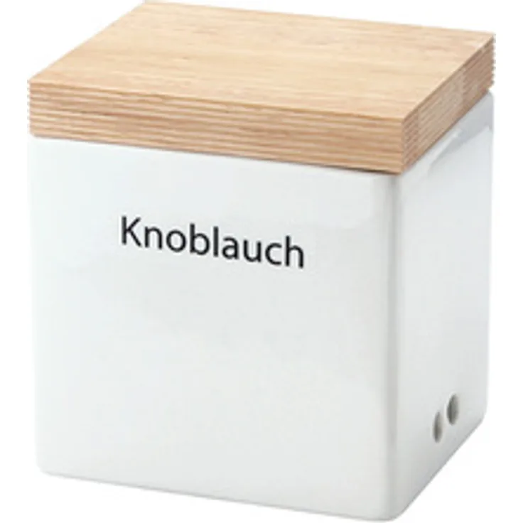 Continenta Vorratsdose mit Holzdeckel, Weiß-Braun, 14 x 12 x 15,5 cm