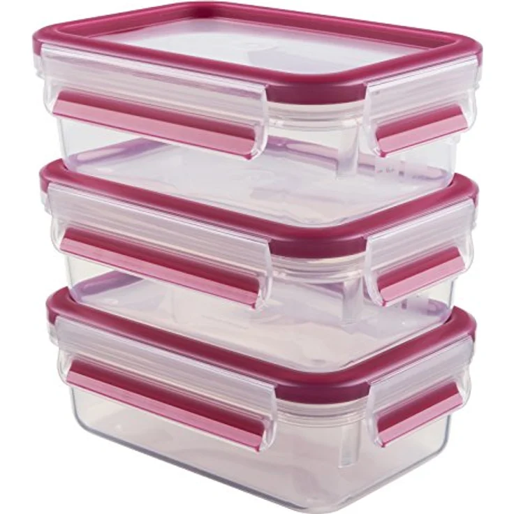 Emsa 515582 Food Clip & Close, Plastik, Transparent - Pink, 0,55 Liter, Set mit 3 Boxen – Bild 1