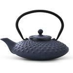 asiatische Teekanne Gusseisen Jing 0,8 ltr. blaue Noppenstruktur