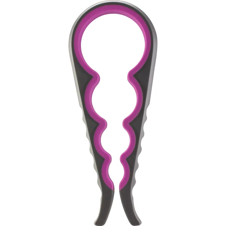 Wenco Glas- und Flaschenöffner, Allesöffner, Länge: 23 cm, Kunststoff-Silikon, Grau-Pink, 510776