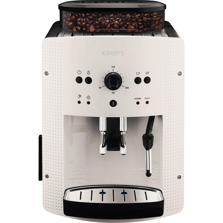 Krups EA8105 Kaffeevollautomat mit integriertem Mahlwerk, automatische Reinigung, 2-Tassen-Funktion, Milchsystem mit CappucinoPlus-Düse, 15 bar, Espresso-Kaffee-Maschine, Kaffeeautomat in weiß – Bild 2