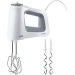 Braun HM5100WH Handmixer mit Schneebesen-Knetmaschine abnehmbar, 0,6 l, 750 W, 10 Geschwindigkeiten, Kunststoff, weiß-grau