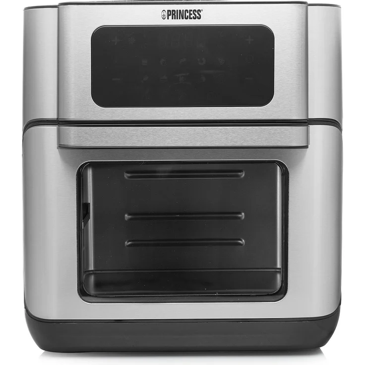 Princess 182065 Heißluftfritteuse-Ofen, ohne Öl, 10L Fassungsvermögen, 1500W, 40-200°, 10 Vorprogramme, inkl. Rotierkorb, 3 Backbleche, Krümmelblech, Griff – Bild 2