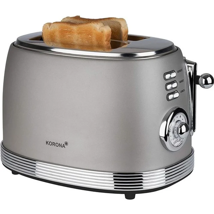 Korona Toaster Retro Design Toaster 21667, 850W, Chrom Optik, Vintage Style, 2 Scheiben, grau – Bild 1